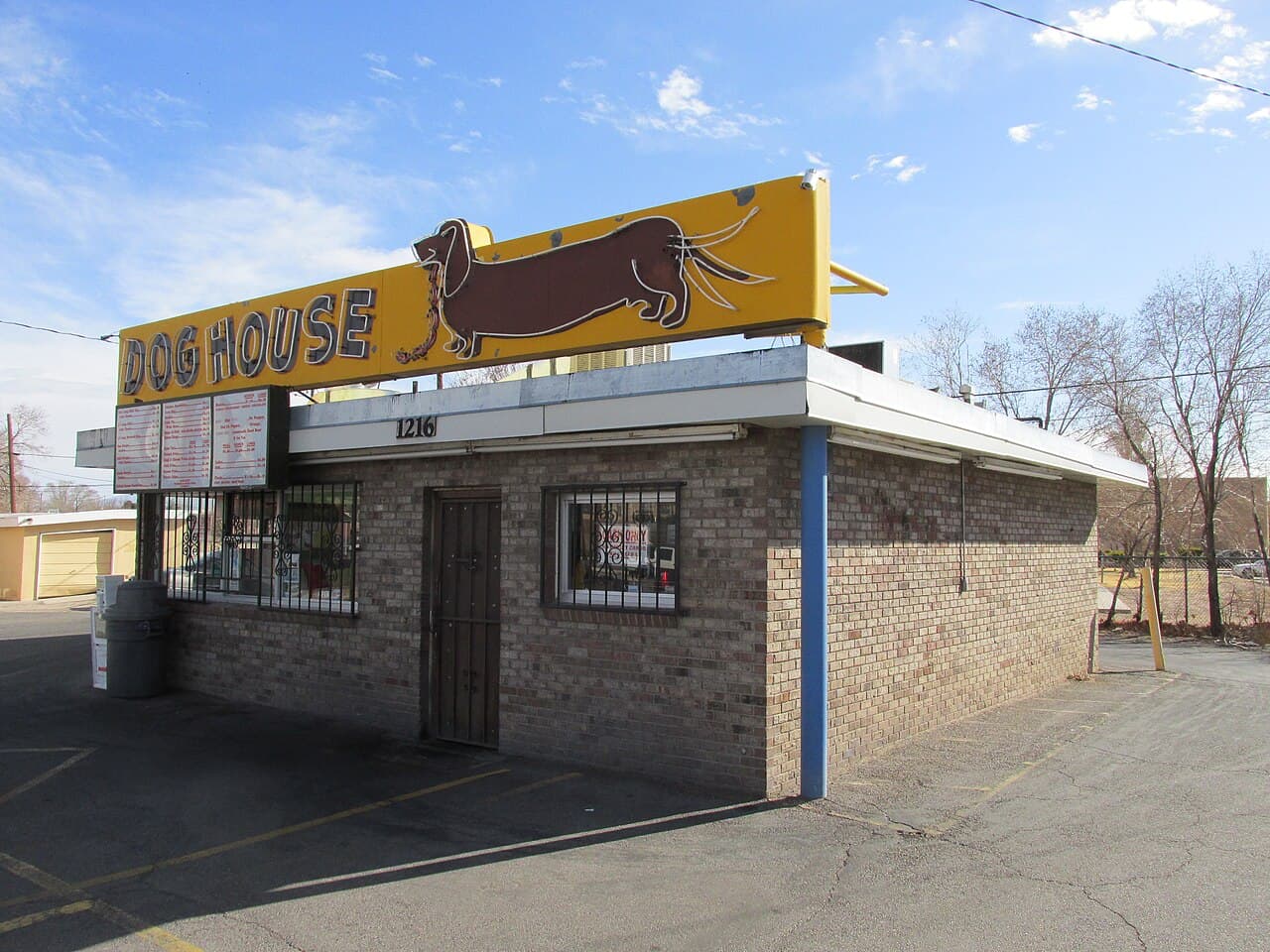 The Dog House Drive In on Central Avenue, with its neon dachshund sign.
