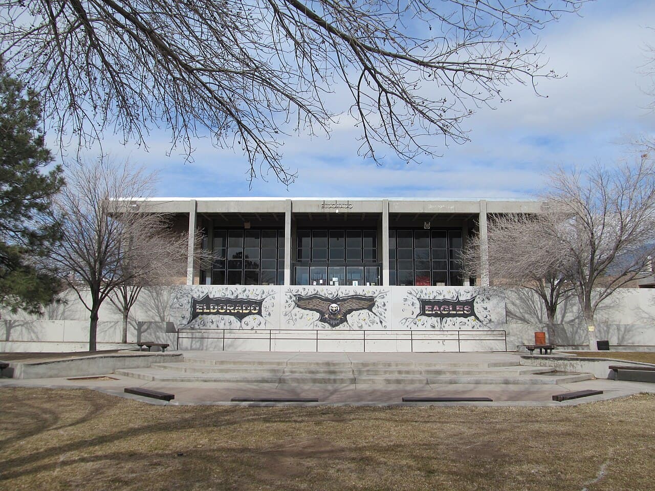 Exterior of Eldorado High School in Albuquerque, New Mexico.