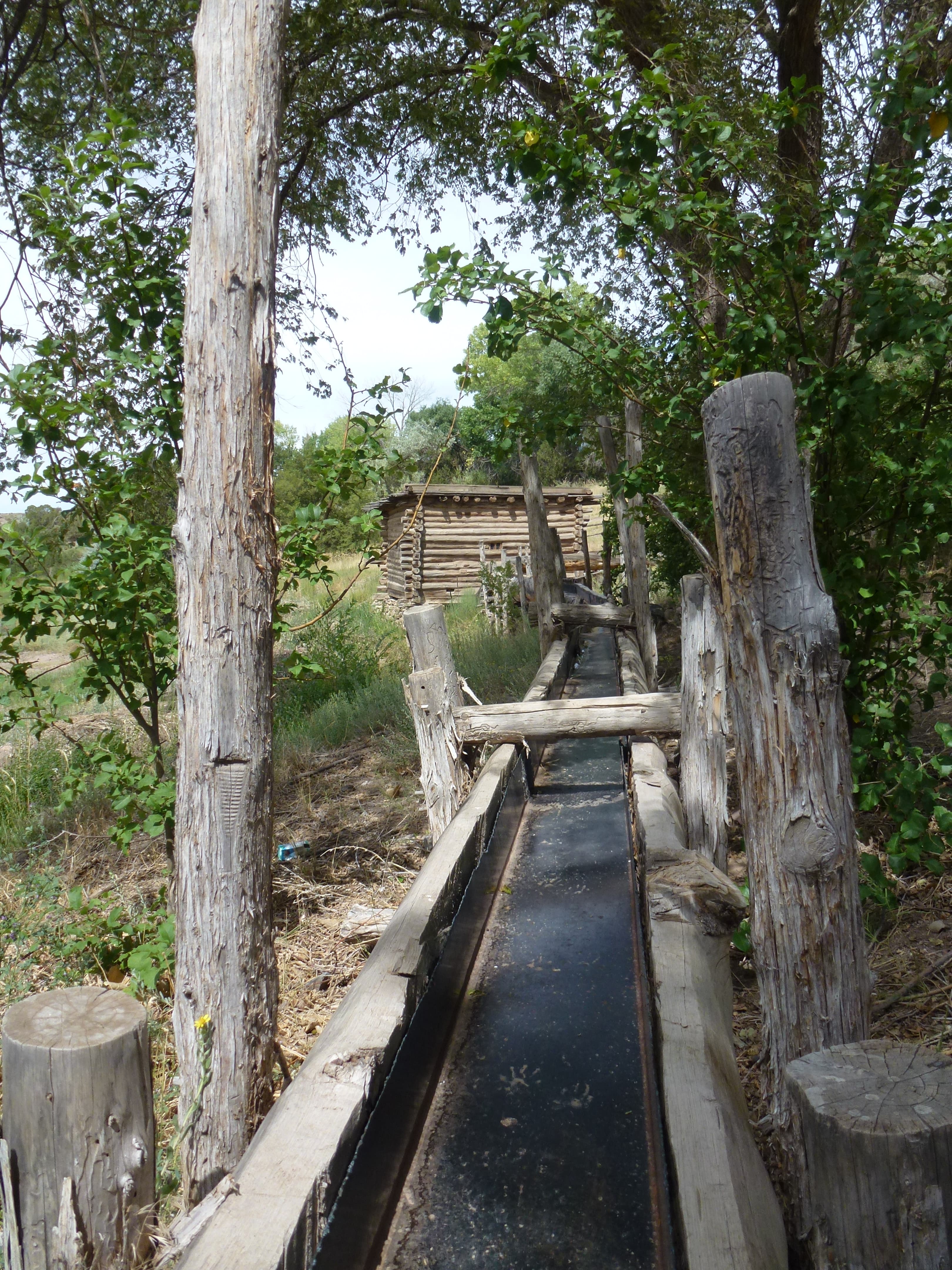 Historic acequia flume at El Rancho de las Golondrinas near Santa Fe
