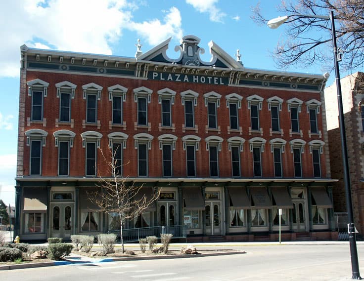 Plaza Hotel on the plaza in Las Vegas, New Mexico, a National Register historic building
