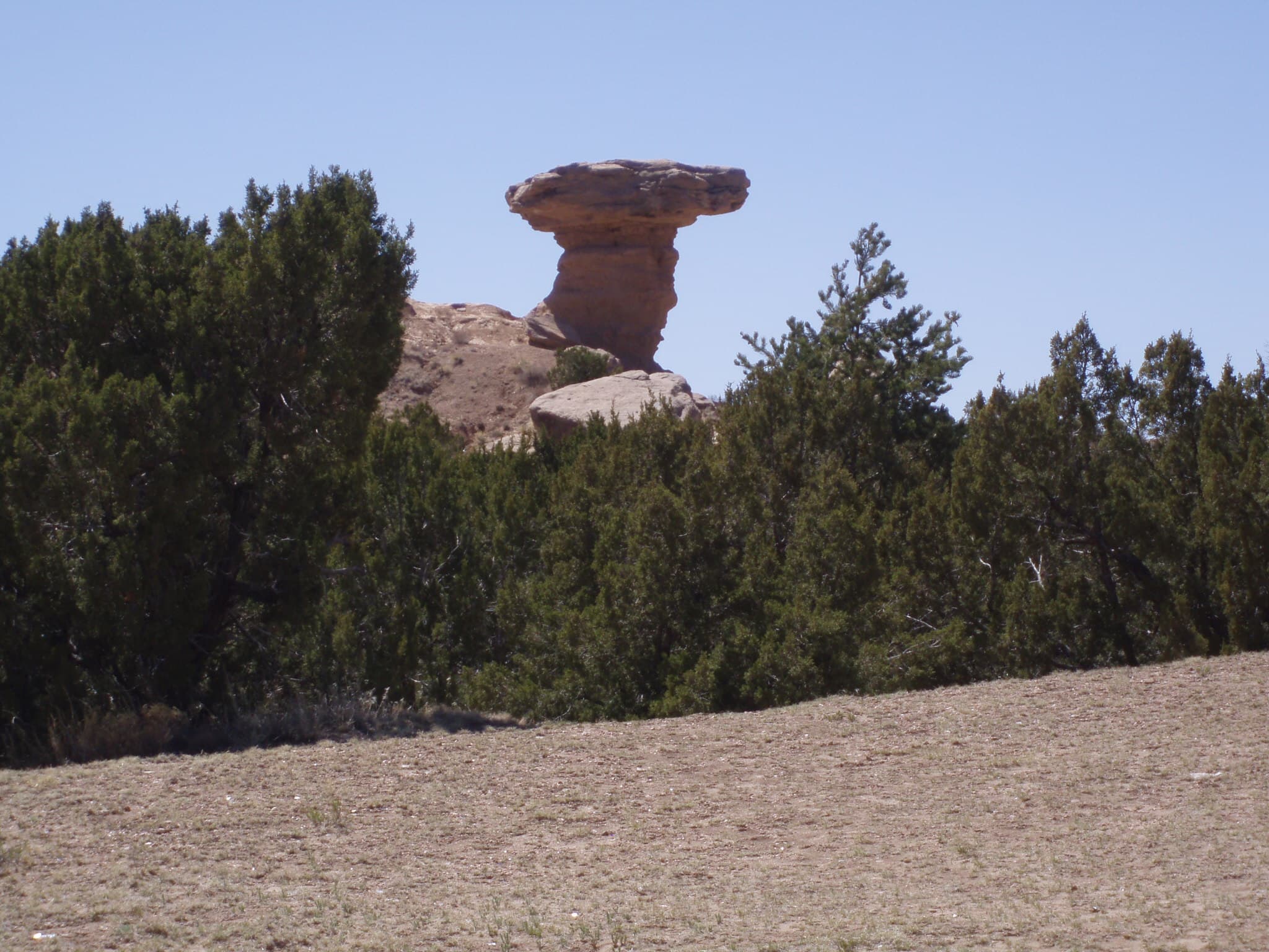 Camel Rock formation at Tesuque Pueblo, New Mexico, a natural sandstone formation shaped like a camel