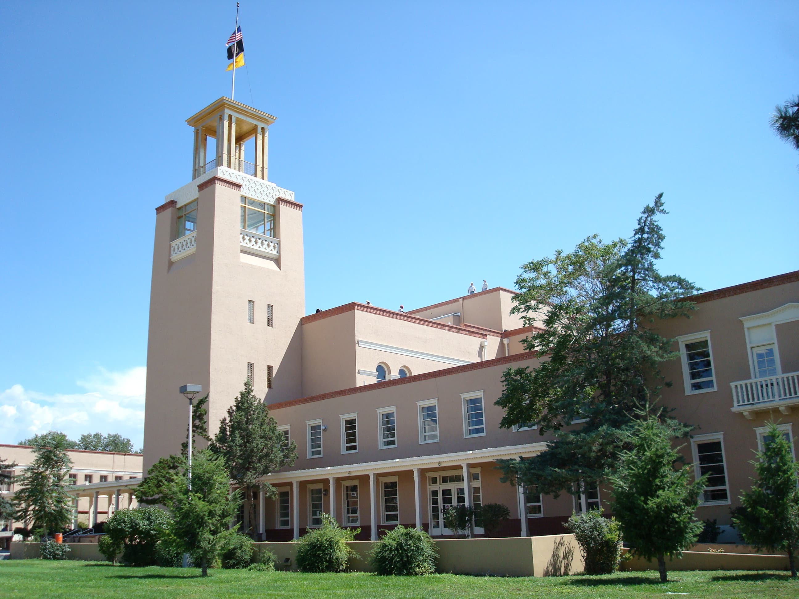 North facade of the Bataan Memorial Building in Santa Fe, New Mexico