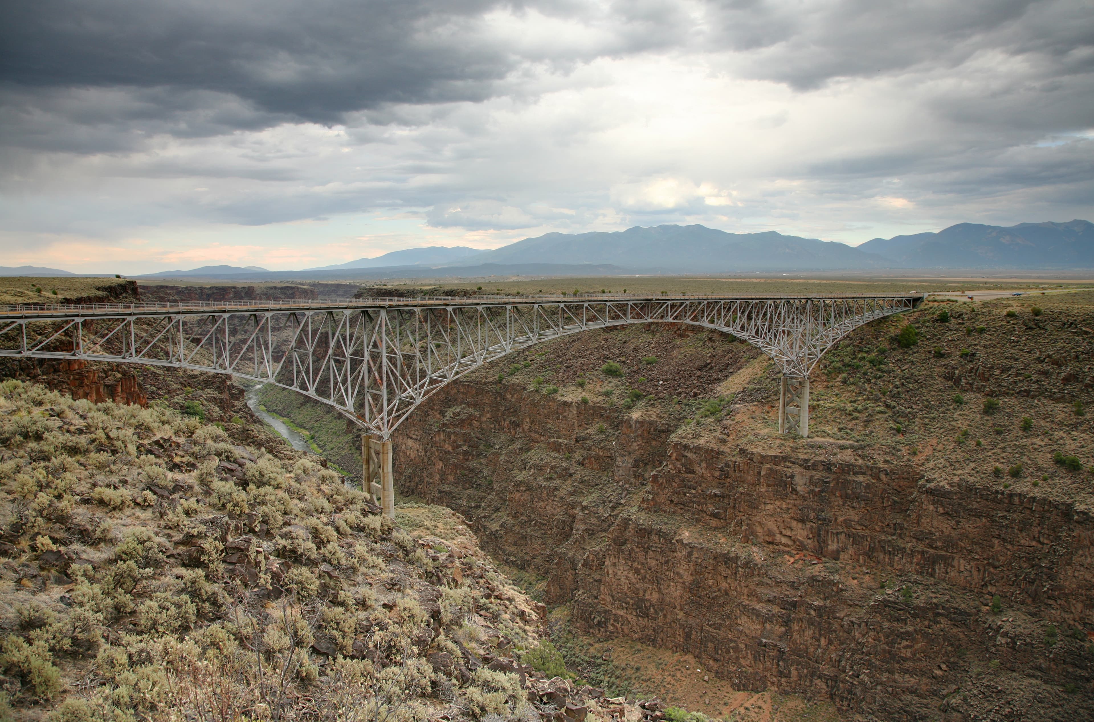 The steel truss Rio Grande Gorge Bridge spanning the deep canyon near Taos.