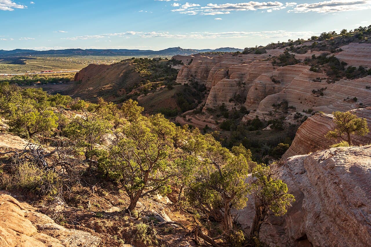 Red sandstone cliffs at Red Rock Park near Gallup.