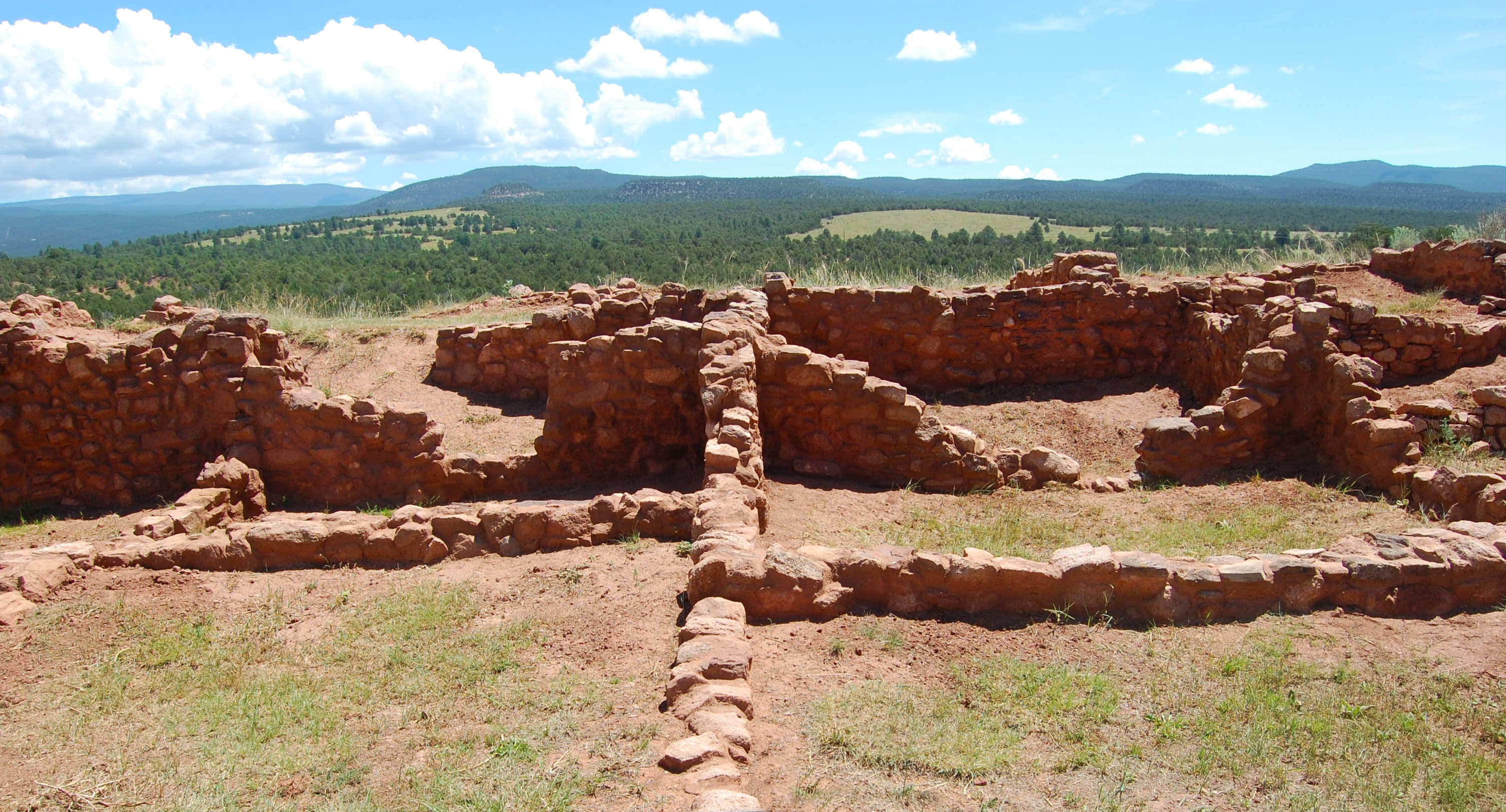 Adobe ruins of Pecos Pueblo at the Pecos National Historic Site, New Mexico