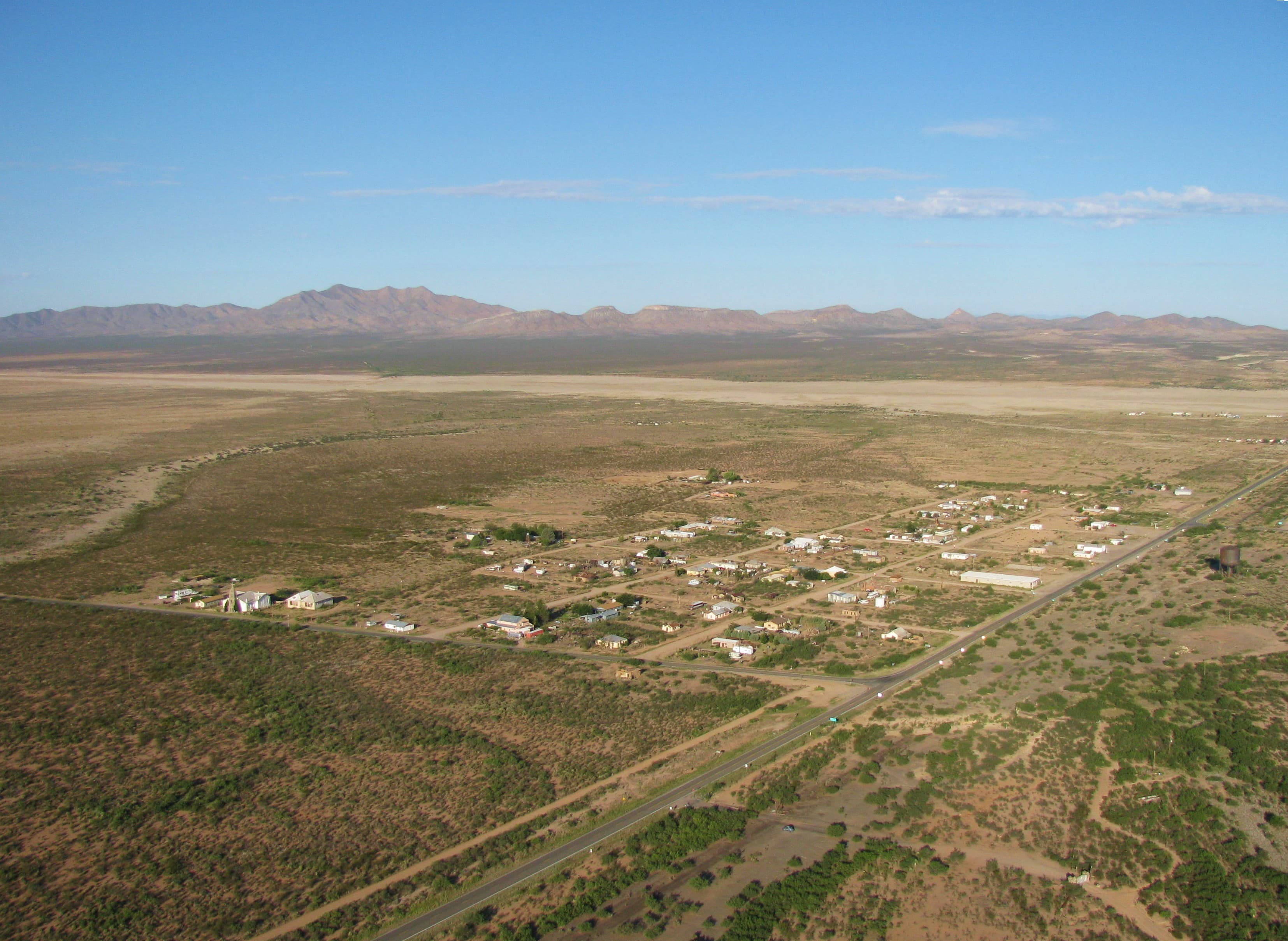 Aerial view of the small community of Hachita, New Mexico