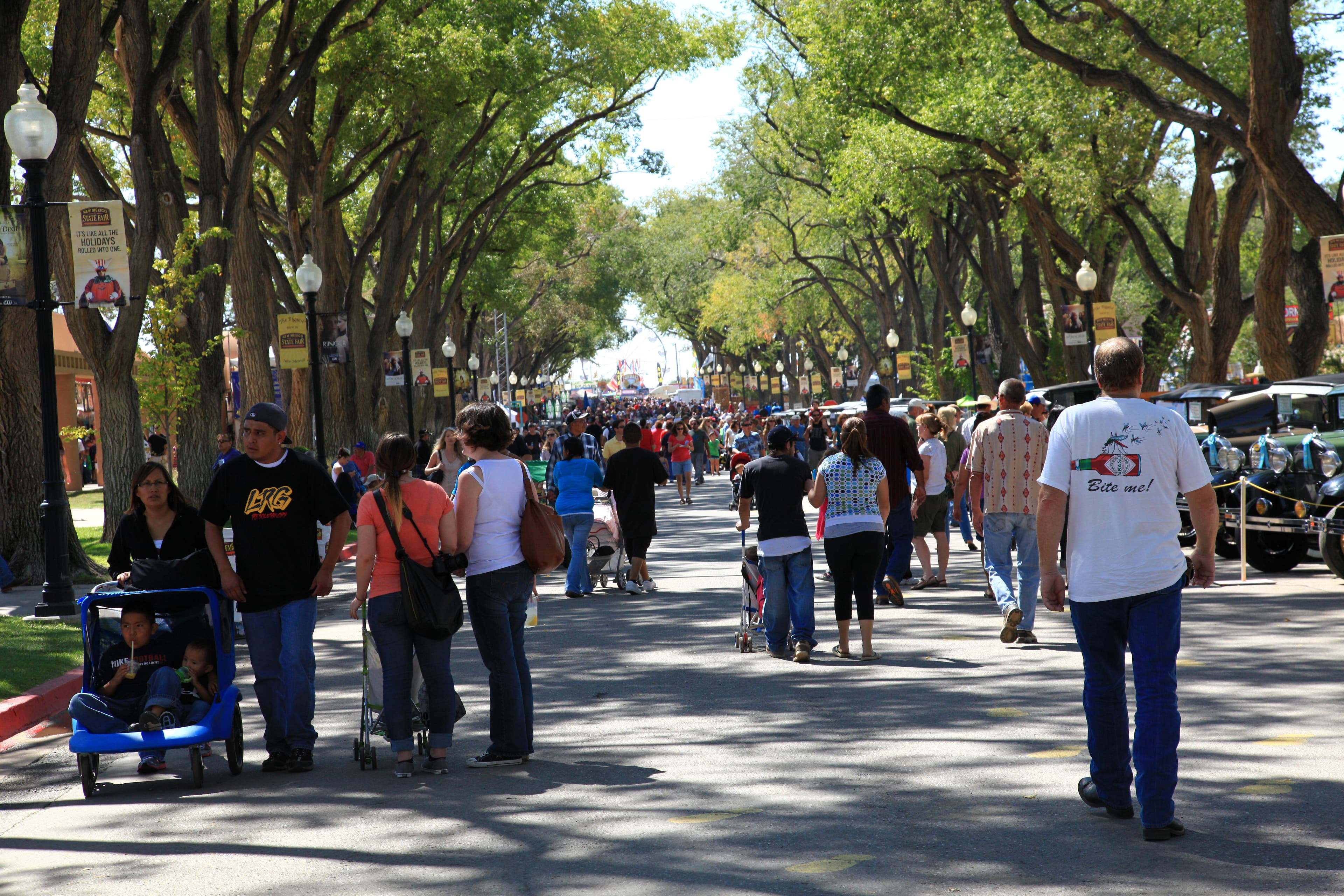 Main street at Expo New Mexico fairgrounds during the New Mexico State Fair in Albuquerque