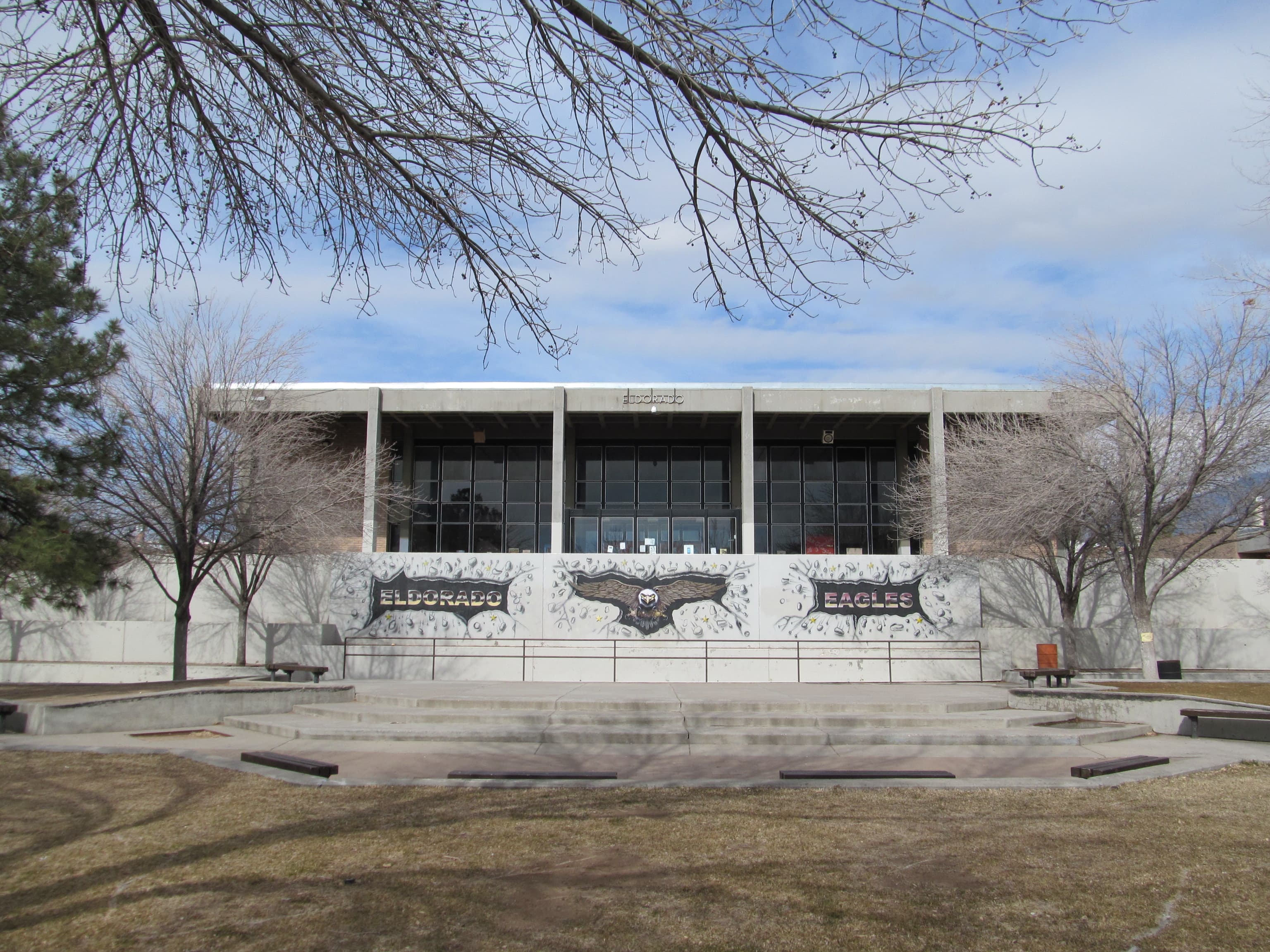 Eldorado High School building and grounds in northeast Albuquerque, New Mexico
