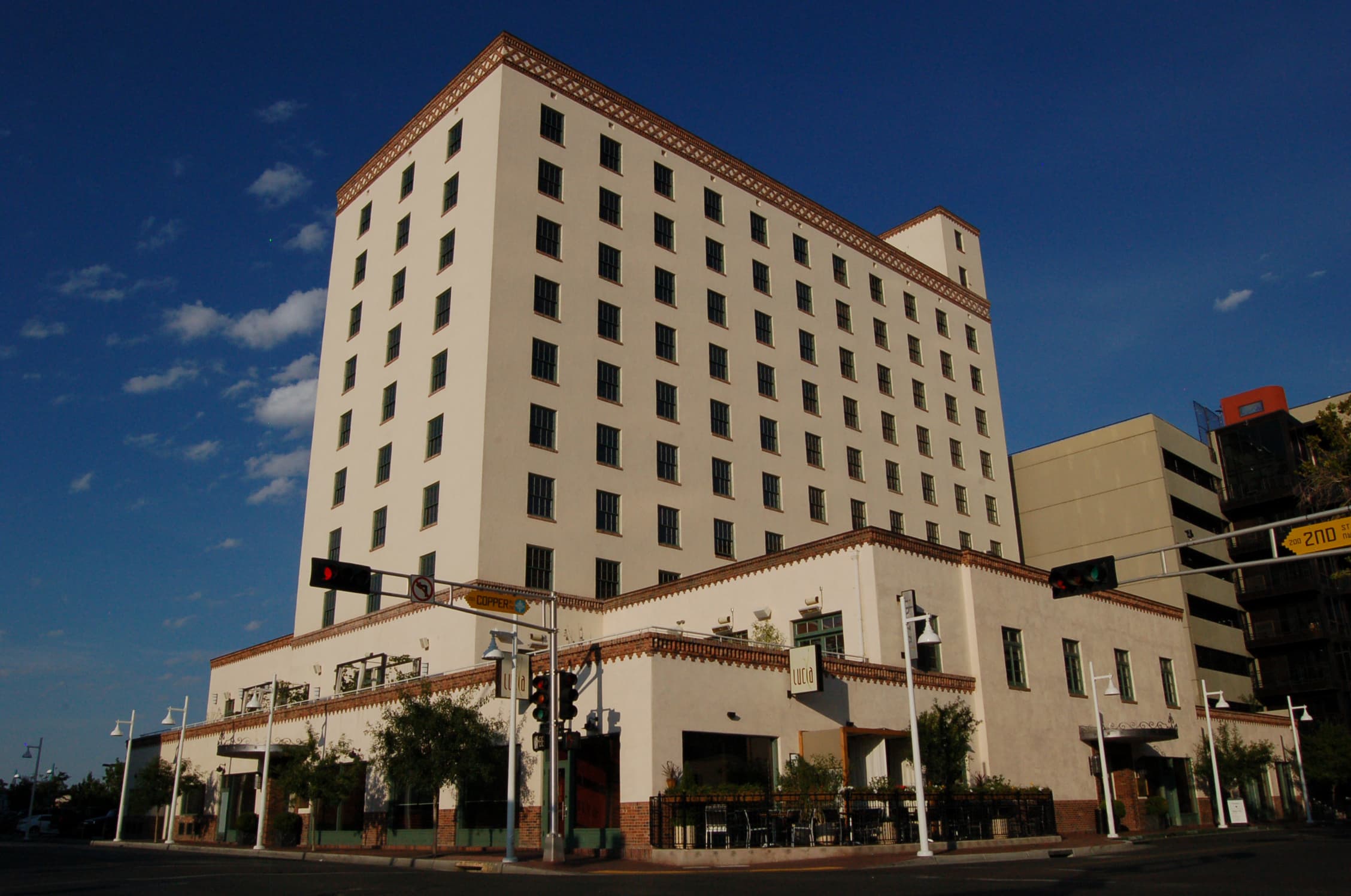 Exterior of the historic Hotel Andaluz building in downtown Albuquerque.