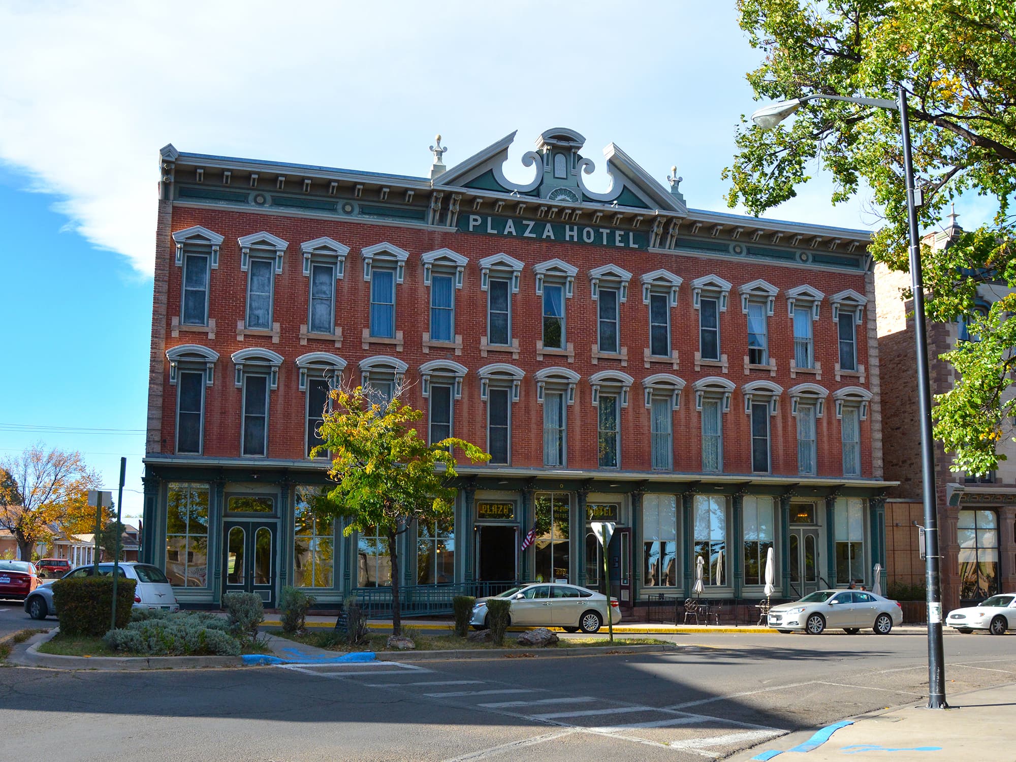 The historic 1882 Plaza Hotel in Las Vegas, New Mexico